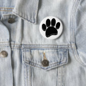 Zwarte Hond Pawprint Hand getrokken Custom Ronde Button 5,7 Cm (In situ)