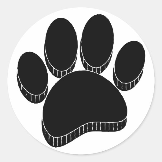 Zwarte Hond Pawprint Hand getrokken Custom Ronde Sticker (Voorkant)