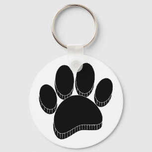 Zwarte Hond Pawprint Hand getrokken Custom Sleutelhanger