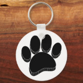 Zwarte Hond Pawprint Hand getrokken Custom Sleutelhanger (Achterkant)