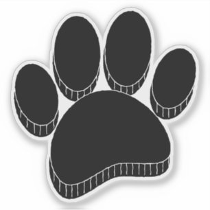 Zwarte Hond Pawprint Hand getrokken Custom Sticker