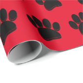 Zwarte Hond Poot Print Hand getrokken Custom Cadeaupapier (Rol Hoek)