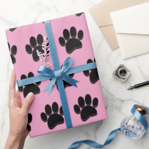 Zwarte Hond Poot Print Hand getrokken Custom Cadeaupapier