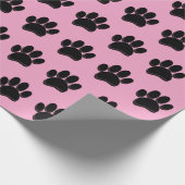 Zwarte Hond Poot Print Hand getrokken Custom Cadeaupapier (Hoek)