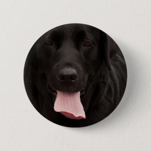 Zwarte hond ronde button 5,7 cm