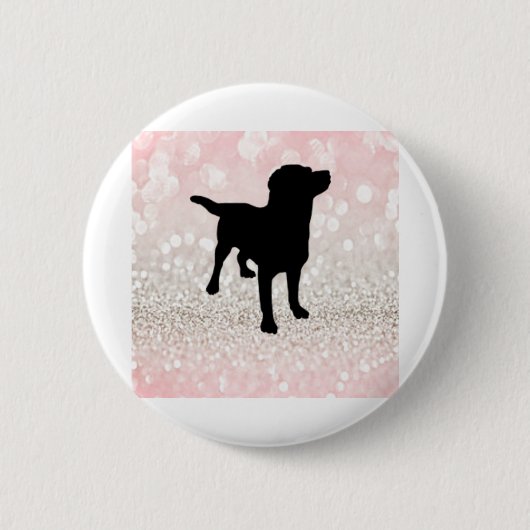 Zwarte hond ronde button 5,7 cm (Voorkant)