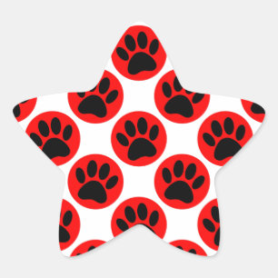 Zwarte honden in rode poka-stippen ster sticker