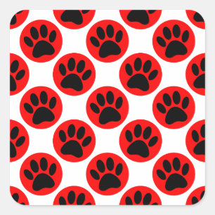 Zwarte honden in rode poka-stippen vierkante sticker