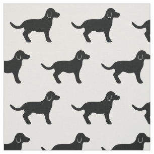 Zwarte Honden Silhouet Patroon Stof