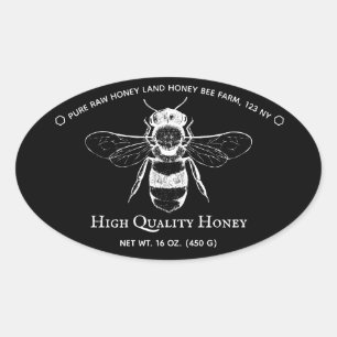 Zwarte Honingpot Boho Imker Ovale Sticker