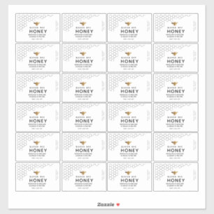 Zwarte honingraat, transparant honingbijenetiket 8 sticker