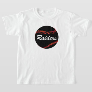Zwarte honkbal aangepaste team- of spelernaam jong t-shirt