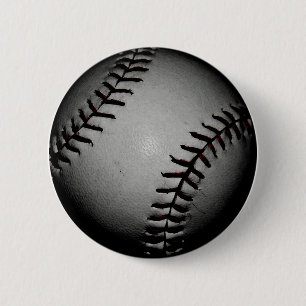Zwarte honkbal ronde button 5,7 cm