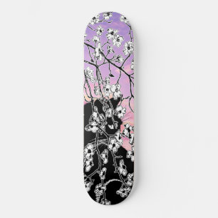 Zwarte hoofdkat Floral Sunset Pink Skateboard