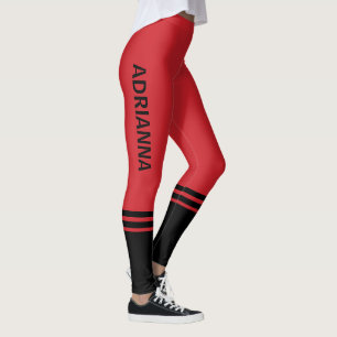 Zwarte horizontale strepen   Naam   Brandweerauto  Leggings