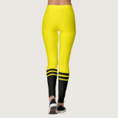 Zwarte horizontale strepen | Naam | kanariegeel Leggings (Achterkant)