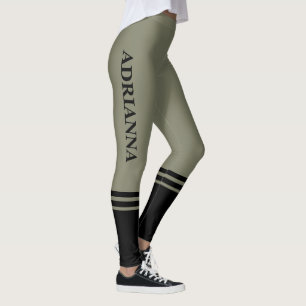 Zwarte horizontale strepen Naam Warm grijs Leggings
