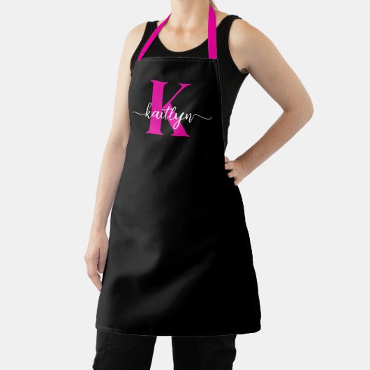 Zwarte Hot Pink Monogram Schort (Insitu)