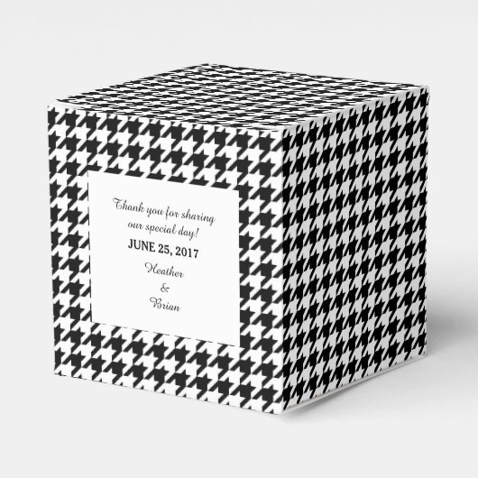 Zwarte Houndstooth Bruiloft Favor Box Bedankdoosjes (Voorkant Zijde)