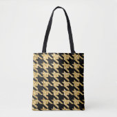 Zwarte Houndstooth en gouden glitter Tote Bag (Voorkant)