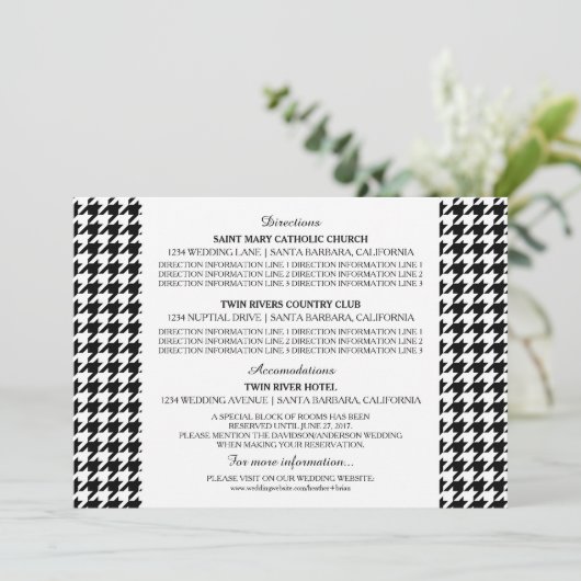 Zwarte Houndstooth Informatiekaart Kaart (Staand voorkant)