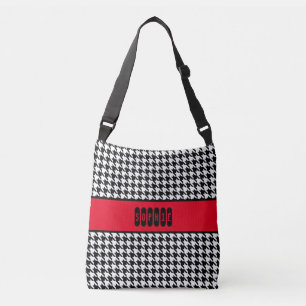 Zwarte Houndstooth & Rode Crossbody Crossbody Tas
