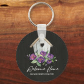 ZWARTE HOUT BIRDHOUSE REAL WELKOM NIEUW HUIS SLEUTELHANGER (Voorkant)