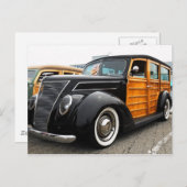 Zwarte houtachtige auto briefkaart (Voorkant / Achterkant)