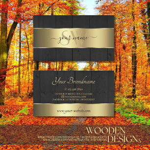 Zwarte houten Initialen gouddeklaag Visitekaartje