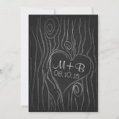 zwarte houtkar, met de datumkaart save the date (Voorkant)