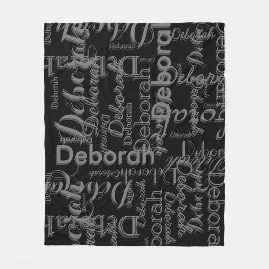 Zwarte houtskool grijs gepersonaliseerde typografi fleece deken (Voorkant)