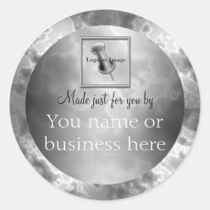 Zwarte houtskool Marmer gepersonaliseerd Rond Ronde Sticker