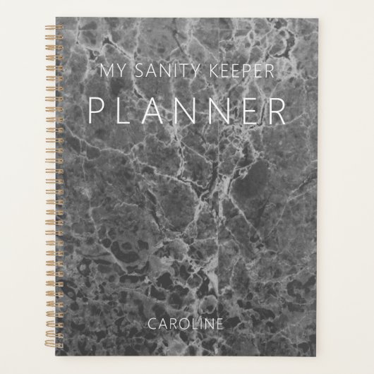 Zwarte houtskool Modern Marmer Planner (Voorkant)
