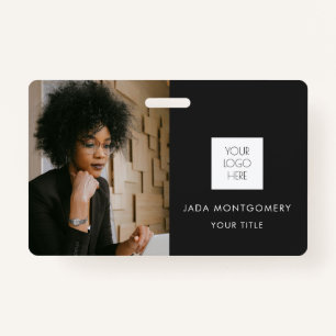 Zwarte ID-Kaart   Moderne minimalistische foto en  Badge