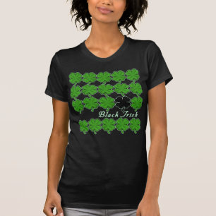 Zwarte Ieren met veel shamrocks T-shirt