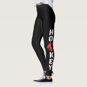 Zwarte ijshockeyleggings - rood schaats leggings (Links)
