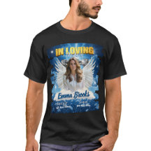 Zwarte 'In Loving Memory' rouwfoto-herdenkingsshir