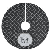 Zwarte Initiaal Quatrefoil Monogram Kerstboom Rok (Voorkant)