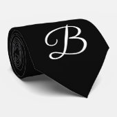 Zwarte Initialen Bruidsjonkers Monogram Gegraveerd Stropdas (Opgerold)