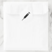 Zwarte injectiespuit ronde sticker (Tas)