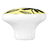 Zwarte Inkt Daisies Geel Boho Keramische Knop (Zijkant)