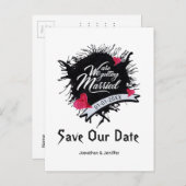 Zwarte inkt en roze roze roze roodbruin bespaart o aankondigingskaart (Voorkant / Achterkant)