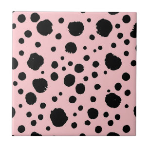 Zwarte inktspatten Roze polkadotpatroon Tegeltje