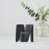 Zwarte inktverfband bleek blauw vierkante visitekaartje (Staand voorkant)