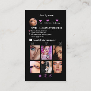 Zwarte Instagram QR-code Haarstylist Social Media Visitekaartje