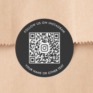 Zwarte Instagram QR-code Ronde Sticker