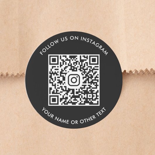 Zwarte Instagram QR-code Ronde Sticker