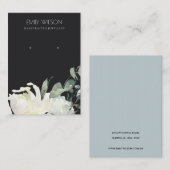 ZWARTE IRIGE WIT-FLORAL BUNCH EARRING DISPLAY VISITEKAARTJE (Voorkant / Achterkant)