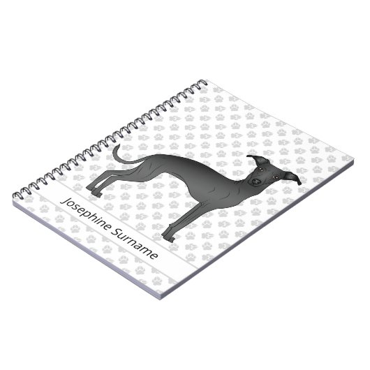 Zwarte Italiaanse dolfijnen met aangepaste tekst Notitieboek (Linkerzijde)