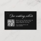 Zwarte Italiaanse elegantie | Trouwwebsite QR-code Informatiekaartje (Voorkant)